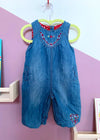 VINTAGE KIDS Denim Floral Embroidered Dungarees - 9 Months