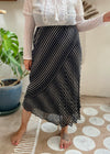 VINTAGE 90's Black & White Stripe Maxi Skirt - M/L