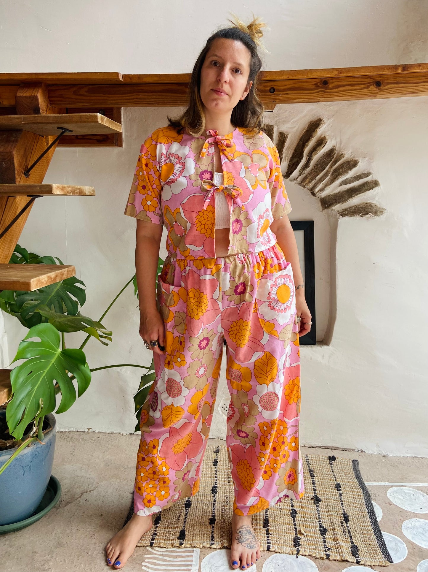 Pantalon large à imprimé patchwork violet DESERT FOX - S/M
