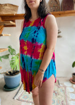 VINTAGE 90's Tie Dye Rainbow Mini Dress - S/M