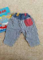 VINTAGE 90's Blue Stripe Denim Cool Trousers - 18 Months