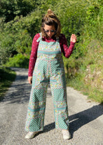 DESERT FOX Bohemian Floral Wide Leg Dungarees - L - UK 12-16