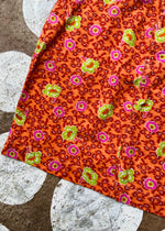 VINTAGE 90's Orange Floral Print Cotton Skirt - S