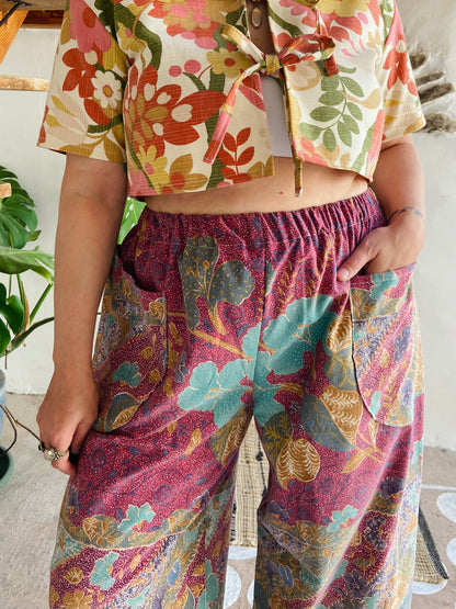Pantalon large à imprimé patchwork violet DESERT FOX - S/M