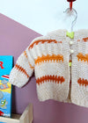 VINTAGE KIDS 70’s Knit Orange Stripe Cardigan - 3-6 Months