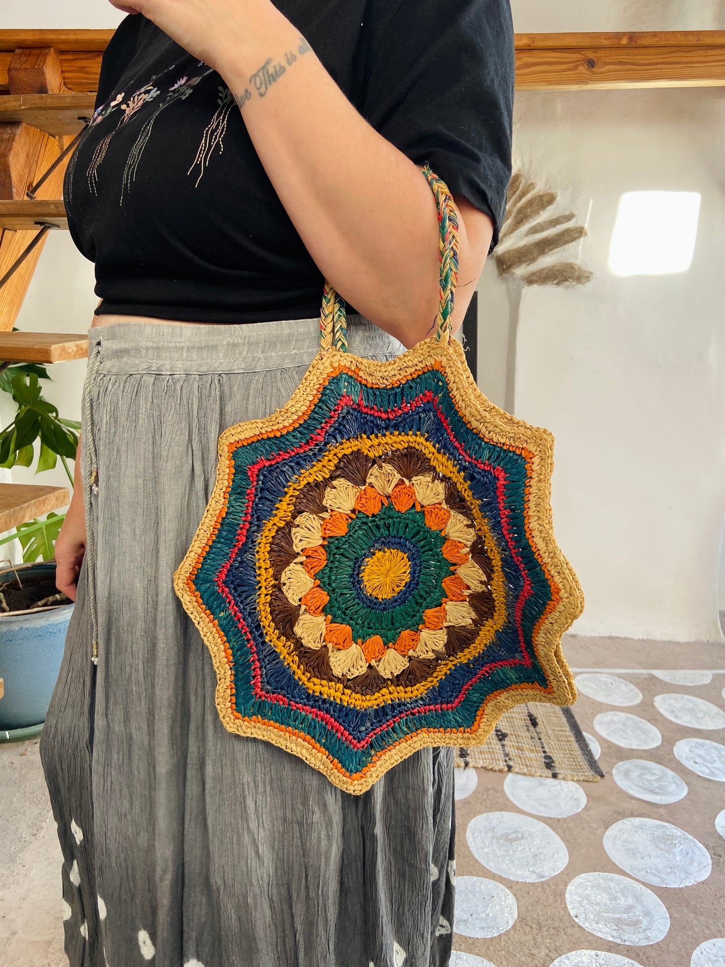 VINTAGE 90’s Rainbow Crochet Hand Bag - ONE SIZE