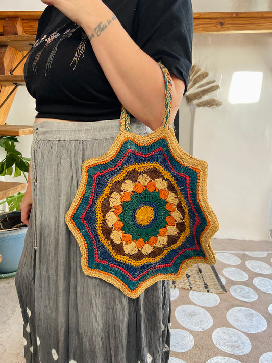 VINTAGE 90’s Rainbow Crochet Hand Bag - ONE SIZE