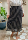 VINTAGE 90's Black & White Stripe Maxi Skirt - M/L