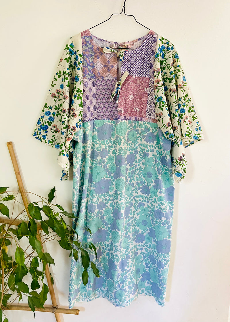 DESERT FOX Sienna Dress - Midi Blue Florals - S/M