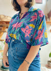 VINTAGE 90’s Floral Patterned Cropped Short Sleeve Shirt - M/L