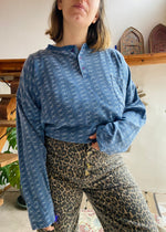 VINTAGE 90's Blue Patterned Grunge Long Sleeve T-Shirt Top - L