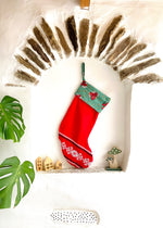 DESERT FOX Handmade Vintage Fabric Christmas Stocking - Traditional Woven