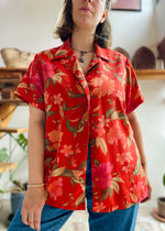 VINTAGE 90’s Red Floral Print Shirt - L