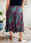 VINTAGE 80’s Purple & Blue Paisley Midi Skirt - XL