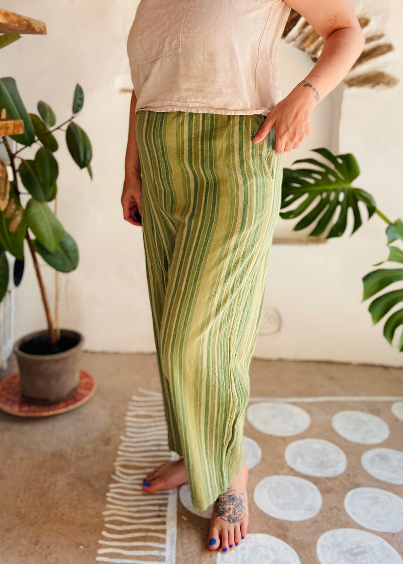 VINTAGE 90’s Green Hippie Stripe Trousers - XXL/XXXL