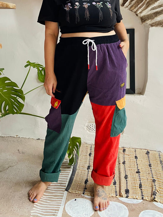 VINTAGE 90's Cord Multicoloured Loose Trousers - M/L