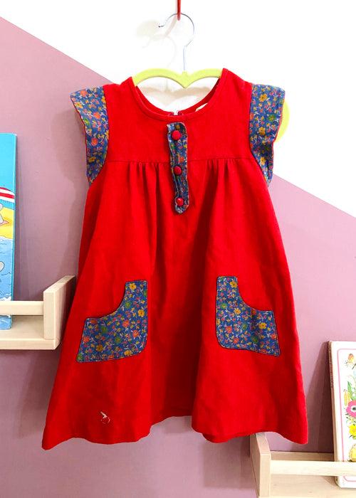 VINTAGE 80’s Red & Floral Dress - 4 Years