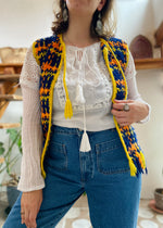 VINTAGE 70's Crochet Knit Sleeveless Top Waistcoat - S