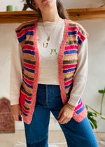 VINTAGE 70's Knit Stripe Waistcoat - M