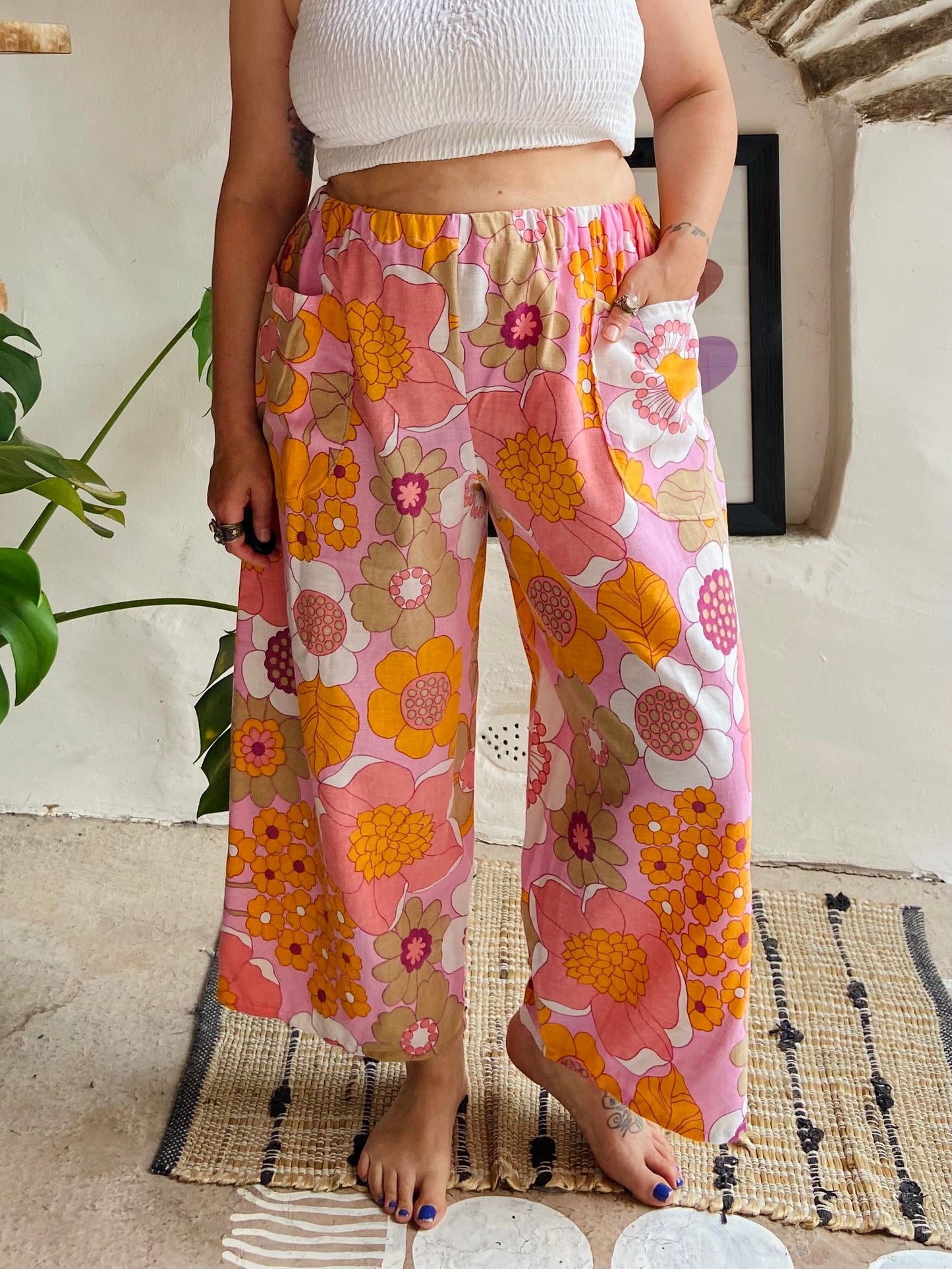 Pantalon large à imprimé patchwork violet DESERT FOX - S/M