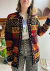 VINTAGE 90's Bohemian Pattern Knit Long Sleeve Cardigan - S/M