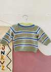 VINTAGE 90's Green & Blue Knit Stripe Jumper - 9 MONTHS