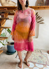 VINTAGE 90’s Ombré Tie Dye Sheer Kaftan Dress - M/L