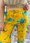 VINTAGE 90’s Yellow & Blue Floral Trousers - S/M