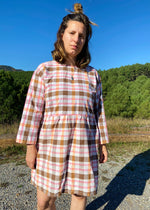 DESERT FOX Dahlia Dress - Pink & Brown Checked - M/L