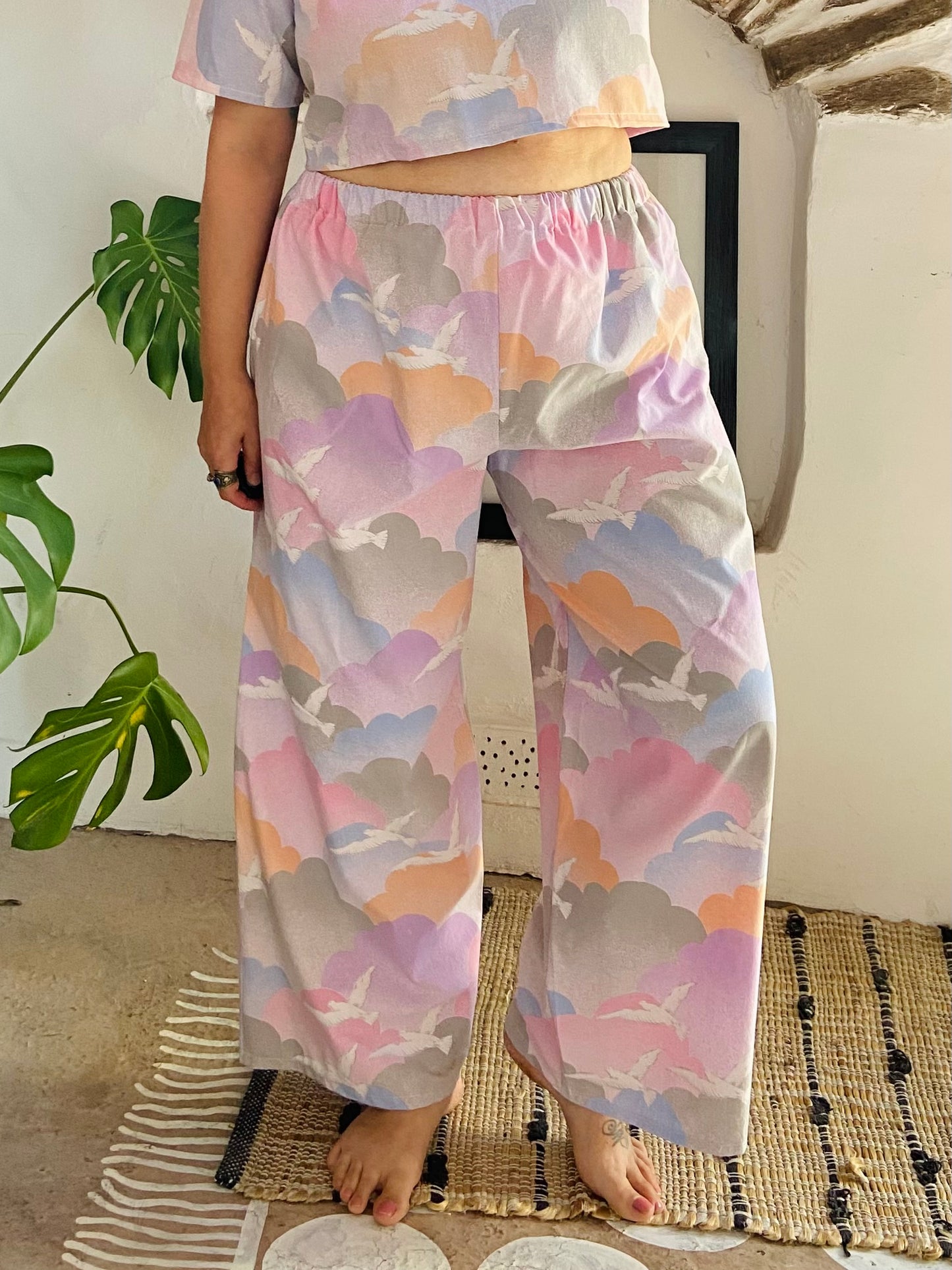 DESERT FOX Cloud Pastel Print Co-Ord Trousers & Top Set - S/M