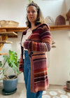 VINTAGE 90's Bohemian Dusty Pink Stripe Knitted Cardigan - M/L