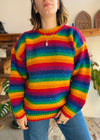 VINTAGE 90's Rainbow Stripe Long Sleeve Knit Jumper - M/L