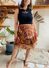 VINTAGE 90’s Bohemian Print Silk Wraparound Skirt - ONE SIZE