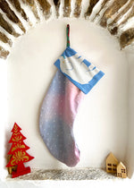 DESERT FOX Handmade Vintage Fabric Christmas Stocking - Children’s Animal Snowfall