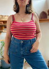 VINTAGE 90's Pink Stripe Strappy Top - L