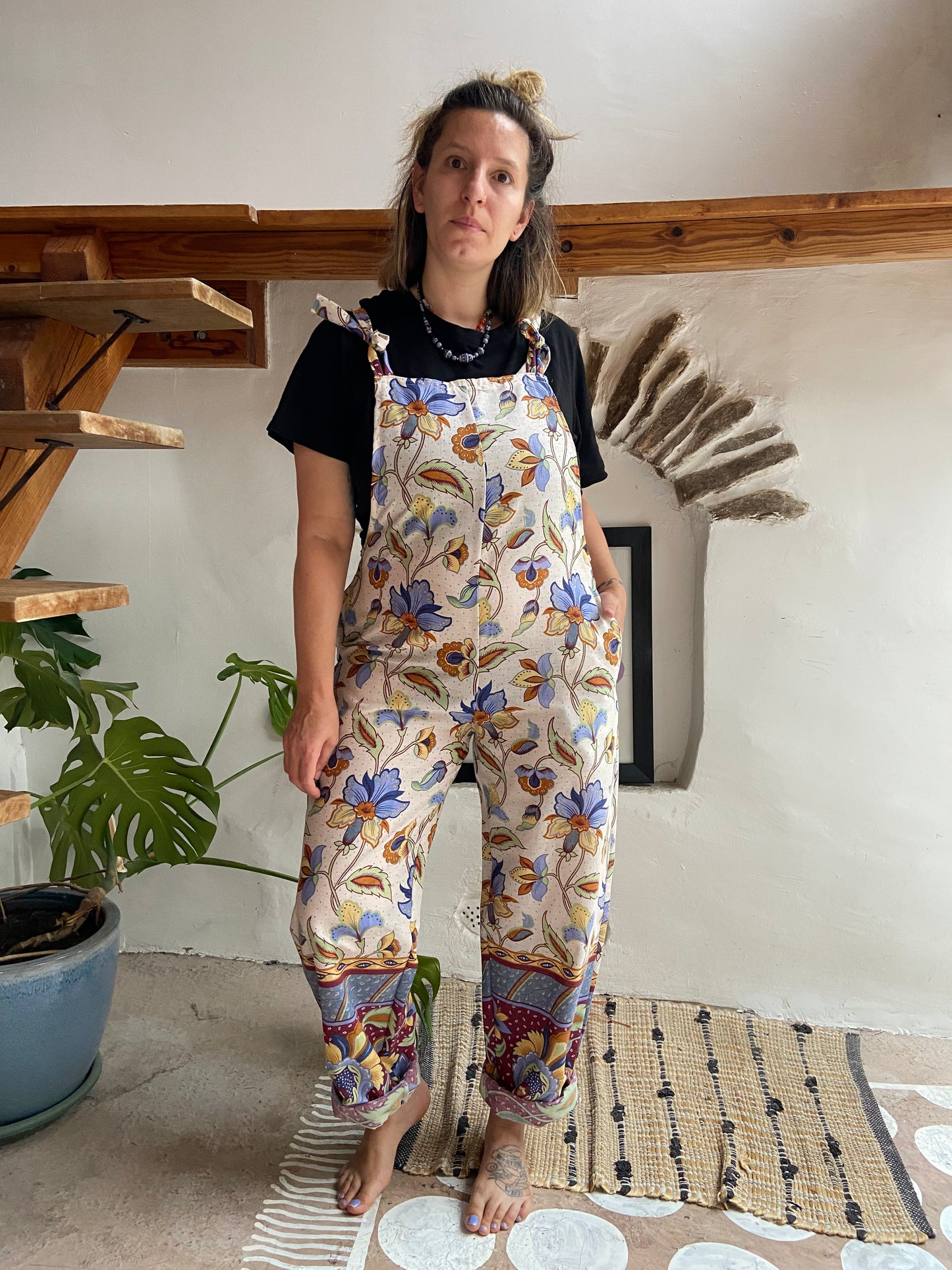 DESERT FOX Bohemian Print Long Length Dungarees - S/M