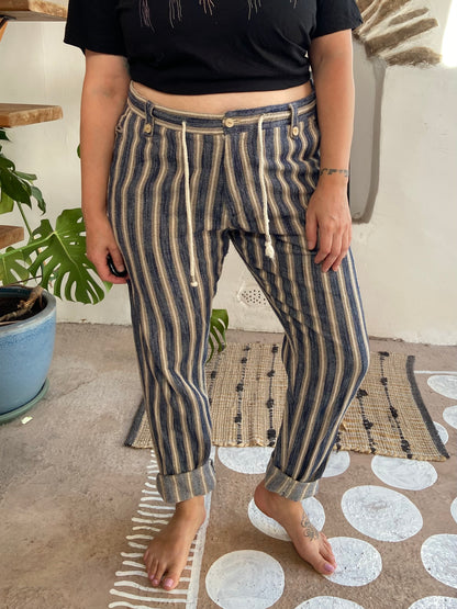 VINTAGE 90’s Stripe Thick Loose Trousers - L