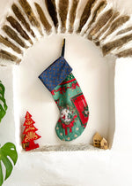 DESERT FOX Handmade Vintage Fabric Christmas Stocking - Traditional Christmas Paisley