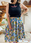 VINTAGE 80’s Bright Floral Midi Skirt - M/L