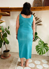 VINTAGE 90's Blue & Green Stretchy Body Con Dress - S/M