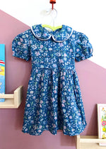 VINTAGE 80’s Blue Floral Cotton Dress - 2 years