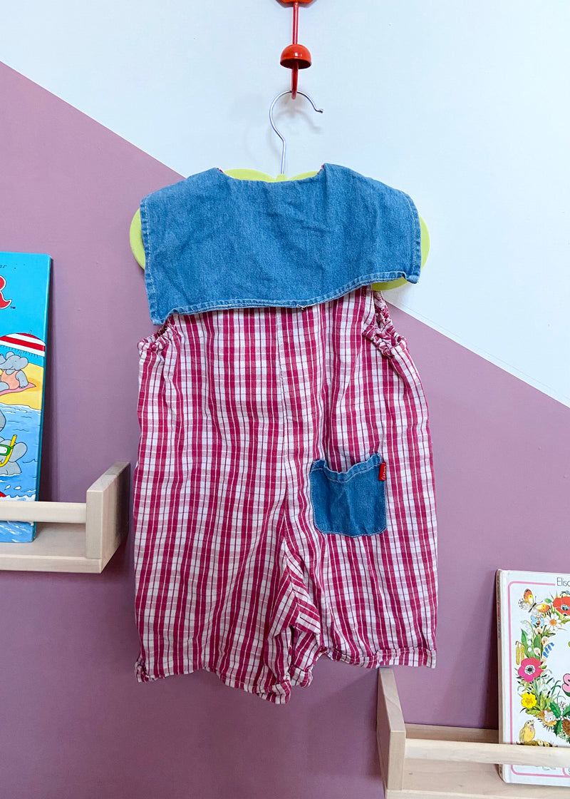 VINTAGE KIDS 90’s Checked Denim Romper Playsuit - 3 Years