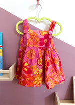 VINTAGE 90’s Pink & Orange Floral Summer Dress - 12-18 months