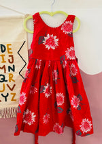 VINTAGE 90's Red Sunflower Summer Dress - 3 YEARS