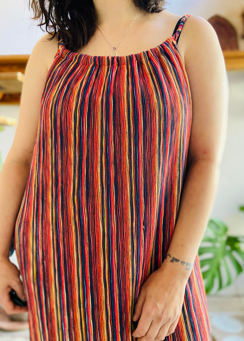 VINTAGE Y2K Rainbow Stripe Maxi Dress - M/L