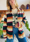 VINTAGE 90's Western Style Stripe Long Sleeve Shirt - S/M