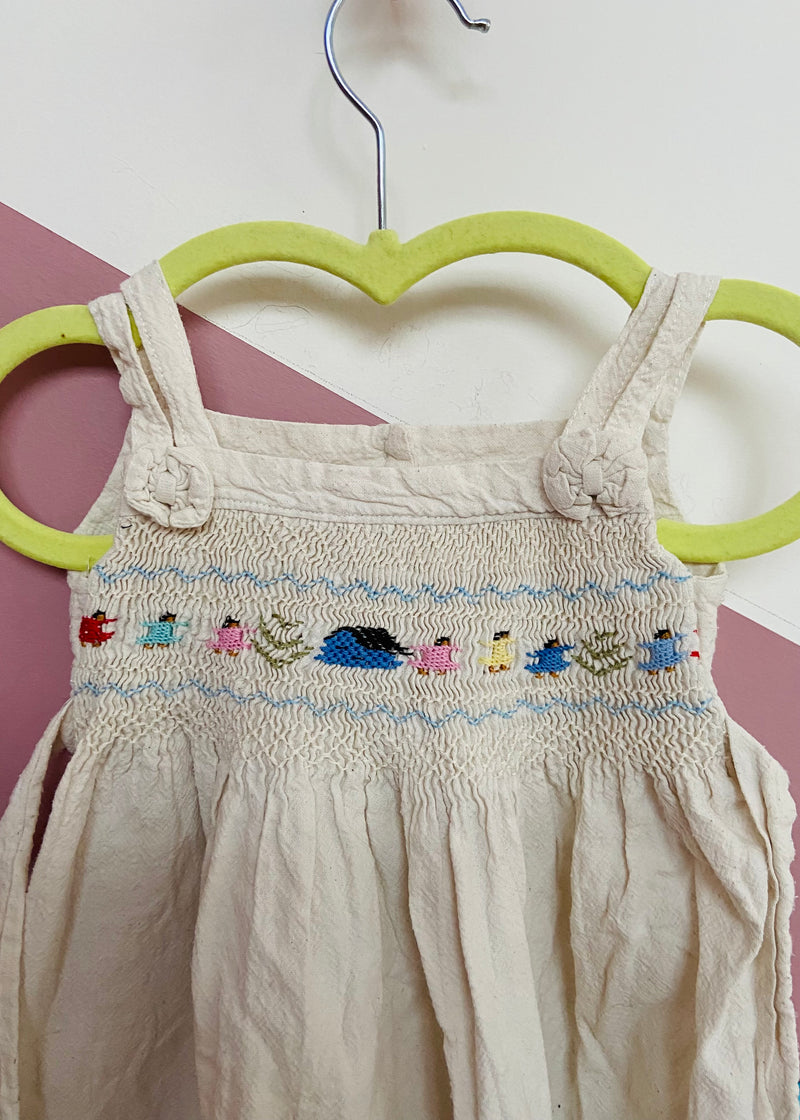 VINTAGE Embroidered Linen Summer Dress - 12 Months