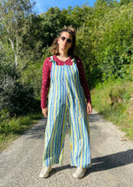 DESERT FOX Bohemian Stripe Wide Leg Dungarees - L - UK 12-16