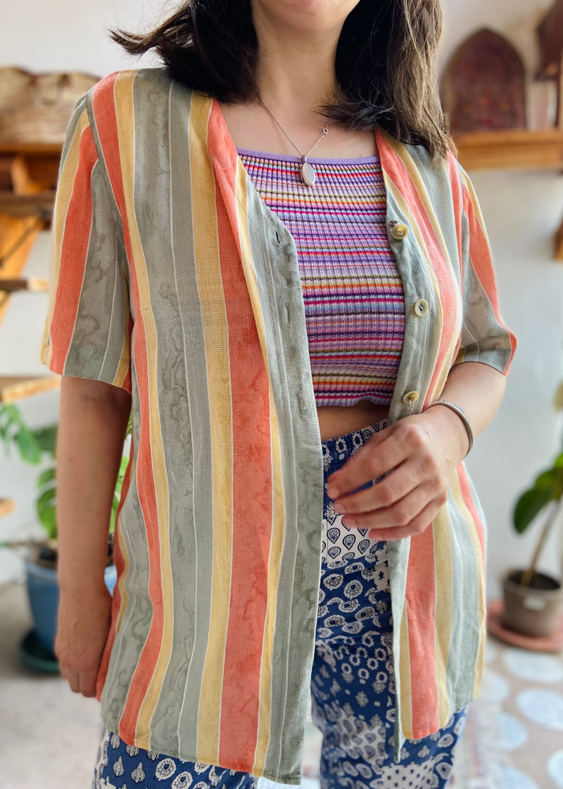 VINTAGE 90’s Stripe Button Up Blouse - S/M