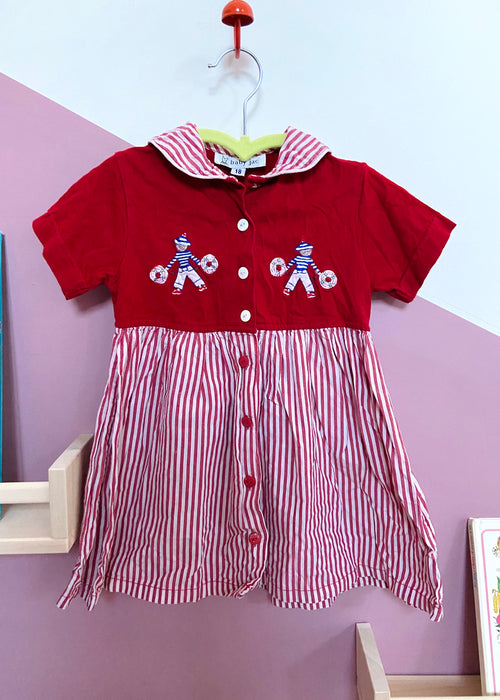 VINTAGE KIDS 90’s Red Embroidered Dress - 18 Months
